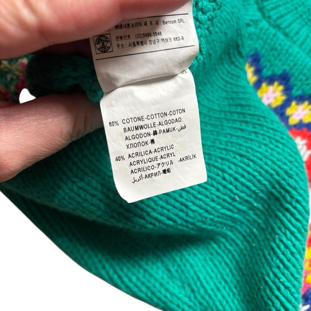 United Colors of Benetton Rainbow Embroidered Floral Fair Isle Girl Sweater 6-9m - Picture 9 of 10